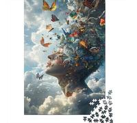 Butterfly Mind Escape 1000 Piece Thick Cardboard Tree Face Butterfly Art Jigsaw Puzzle for Lovers Scratch-resistant Quiet Time Brain Training Eco-friendly 38x26cm/1000pcs
