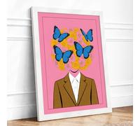 Butterfly Mind Surrealism Framed Wall Art Print A2 (59.4×42cm) White, Wall Decor for Living Room, Bedroom, Office & Home, Ready to Hang, Art Gift