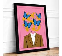 Butterfly Mind Surrealism Framed Wall Art Print A4 (29.7×21cm) Black, Wall Decor for Living Room, Bedroom, Office & Home, Ready to Hang, Art Gift