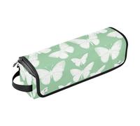Butterfly Minimal Green Hair Tools Bag for Flat Irons, Straighteners, Curling Iron Hair Tools Travel Organizer for Women Heat Resistant Mat 2-in-1 Design