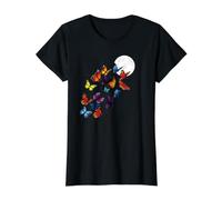 Butterfly Moon, Moon Phase, Butterflies Value Graphic T-Shirt, Women, Black, M
