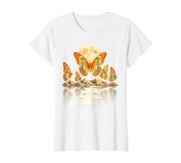 Butterfly Moon Nature Wildlife Celestial Garden Scenic Value Graphic T-Shirt, Women, White, M