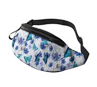 Butterfly Morpho Cornflowers Fanny Pack for Men Women Adjustable Belt Waist Pack Bag Fashion Hip Bum Bags for Outdoor Running Workout Travel Hiking