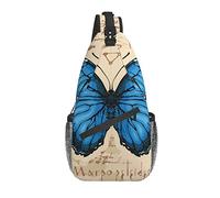 Butterfly Morpho Sling Bag Crossbody Sling Backpack Chest Bag Daypack Travel Hiking Shoulder Bag for Men Women