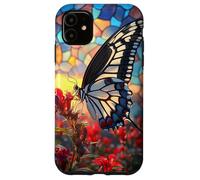 Butterfly Mosaic Wings Over Red Blossoms Scene Case for iPhone 11