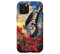 Butterfly Mosaic Wings Over Red Blossoms Scene Case for iPhone 11 Pro