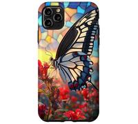 Butterfly Mosaic Wings Over Red Blossoms Scene Case for iPhone 11 Pro Max