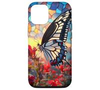 Butterfly Mosaic Wings Over Red Blossoms Scene Case for iPhone 12/12 Pro