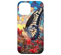 Butterfly Mosaic Wings Over Red Blossoms Scene Case for iPhone 12 Pro Max