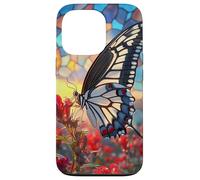 Butterfly Mosaic Wings Over Red Blossoms Scene Case for iPhone 13 Pro