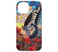 Butterfly Mosaic Wings Over Red Blossoms Scene Case for iPhone 14