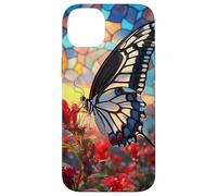 Butterfly Mosaic Wings Over Red Blossoms Scene Case for iPhone 14 Plus
