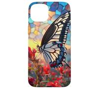 Butterfly Mosaic Wings Over Red Blossoms Scene Case for iPhone 15 Plus