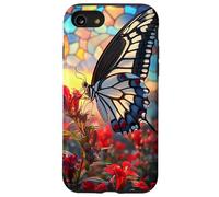 Butterfly Mosaic Wings Over Red Blossoms Scene Case for iPhone SE (2020) / 7/8