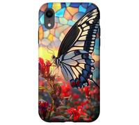 Butterfly Mosaic Wings Over Red Blossoms Scene Case for iPhone XR