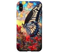 Butterfly Mosaic Wings Over Red Blossoms Scene Case for iPhone XS Max