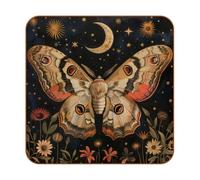 Butterfly Moth Moon Microfiber Leather Coaster