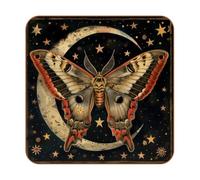 Butterfly Moth Moon Microfiber Leather Coaster