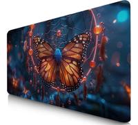 Butterfly Mouse Mat 1000x500x3mm XXL Gaming Mouse Pad Dreamcatcher Desk Mat, Table Mats with Non-Slip, Soft Smooth Surface, Stitched Edges Desk Pad, Waterproof Fabric, Durable, PC, Laptop F0-1031
