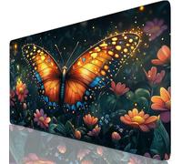 Butterfly Mouse Mat 35.4x15.7x0.12 inches XXL Gaming Mouse Pad Fantasy Desk Mat, Desk Accessories with Non-Slip Base and Stitched Edge, Improved Precision and Speed Mousepad for Laptop, Office Y8-859