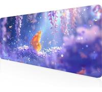 Butterfly Mouse Mat 80 x 40cm Large Gaming Mouse Pad Yellow Keyboard Mat Stitched Edges, Non Slip Rubber Base, Waterproof Soft Cloth, Computer Accessories for Home Office Decor, Gifts PjY11214 A-E