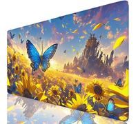 Butterfly Mouse Mat Sunflower Mouse Pad Desk Mat Soft Smooth Surface and Anti-Slip Rubber Base for Stable Grip on Smooth Surfaces, Improved Precision and Speed, Office and Home 1600 x 800 x 3mm K0-952