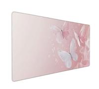 Butterfly Mouse Mat xxl Gaming Mouse Pad 700x300 mm non Slip Desk Mat, Pink Extended Large Mousepad Waterproof & Durable & Stitched Edges Keyboard Mat for Home, Office, Gaming Room (28x12 Inch) 2S-112