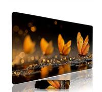Butterfly Mouse Pad Large Gaming Keyboard Pads 19.7x9.8x0.12 inch Computer Full Desk Mat Waterproof with Rubber Base Non-Slip xxl Insect Laptop Mat Gaming Accessories with Stitched Edges Office w-1358