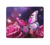 butterfly Mouse Pad with Stitched Edge, Comfortable Mouse Pads with Non-Slip Rubber Base Gaming Mouse Mat Washable Mousepads Computers Laptop Desk Accessories for Office 10 x 12 inch