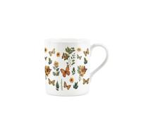 Butterfly Mug - Botanical Flowers & Nature Leaf Print - Small Bone China White Mug Coffee/Tea Present