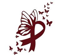 Butterfly Multiple Myeloma Cancer Ribbon Decal | Burgundy | Made in USA by Foxtail Decals | for Car Windows, Tablets, Laptops, Water Bottles, etc. | 3.7 x 4.5 inch
