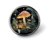 Butterfly Mushroom Badge Holder Personalized Metal Button Pin Fashion Round Badge with Pattern Pin DIY Button Badges Exquisite Brooch Crafts Gift Clothes Decorative Pins