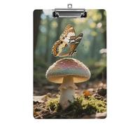 Butterfly Mushroom Clipboard, A4 Acrylic Clipboards with Hanging Hook, Ultra Lightweight & Shatterproof Writing Board for Office, Nurses, 8.5" X 12.5"
