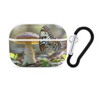 Butterfly Mushroom Earbuds Organizer Shockproof Protective Airpods Pro Cover with Carabiner Clip Anti Fall Carrying Earphone Case Cover for Airpods Pro 2nd Generation White