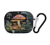 Butterfly Mushroom Earbuds Organizer Shockproof Protective Airpods Pro Cover with Carabiner Clip Anti Fall Carrying Earphone Case Cover for Airpods Pro 2nd Generation Black
