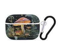Butterfly Mushroom Earbuds Organizer Shockproof Protective Airpods Pro Cover with Carabiner Clip Anti Fall Carrying Earphone Case Cover for Airpods Pro 2nd Generation White