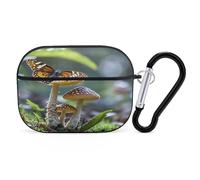 Butterfly Mushroom Earbuds Organizer Shockproof Protective Airpods Pro Cover with Carabiner Clip Anti Fall Carrying Earphone Case Cover for Airpods Pro 2nd Generation Black