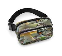Butterfly Mushroom Fanny Pack Belt Bag with Adjustable Strap Fashion Waist Bag for Outdoor Sports Hiking, white, 20x13cm, Full Printed Waist Bag