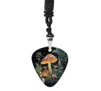 Butterfly Mushroom Guitar Pick Necklace Exquisite Cool Pendant Necklaces Titanium Steel Personalized Necklaces Fashion Guitar Pick Holder Necklace Unisex Unique Gifts