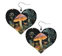 Butterfly Mushroom Leather Earrings for Women Heart Earrings Lightweight Dangle Drop Earrings Cute Jewelry Gift