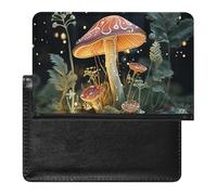 Butterfly Mushroom Passport Holder Cover Secure Travel Wallet PU Leather Credit Cards Passport Organizer Bag for Women Men, white, One Size, Modern