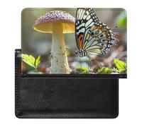 Butterfly Mushroom Passport Holder for Men, PU Leather Passport Cover with Card Slot, Waterproof Passport Protector for Travel, Wallet Protector Case for Women