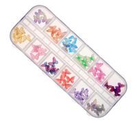 Butterfly Nail Art Charms Acrylic Resin 12 Compartment Box | Assorted Colors and Styles, 3d Effect, Compact Design, for Gel Nails and Acrylic Nails DIY