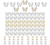 Butterfly Nail Charms, 110pcs 3D Golden Silver Butterfly Charms for Acrylic Nails, 10 Butterflies Nail Rhinestones Gems Charms +100 Alloy Studs, Nail Art Crystals Diamonds Decor Supplies for Nails DIY