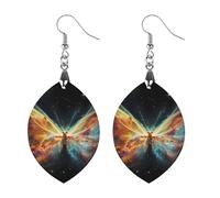 Butterfly Nebula Women's Wooden Earring Apricot Shaped Dangle Earrings Pendant Jewelry
