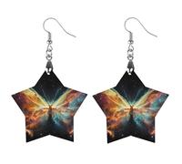Butterfly Nebula Women's Wooden Earring Star Dangle Earrings Pendant Jewelry