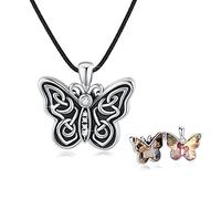 Butterfly Necklace 925 Sterling Silver Locket Photo Necklace Amulet to Open for Pictures Keltischer Pendant Necklace Personalised Irish Jewelry Christmas Day Gifts for Women Girls Friends Teen