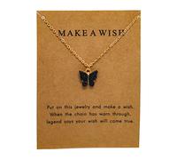 Butterfly Necklace for Women Cute Resin Acrylic Multicolor Boho Pendant Choker Chain Necklaces With Message Card Friendship Gift Accessories, Zinc, No Gemstone