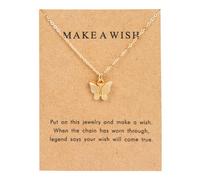 Butterfly Necklace for Women Cute Resin Acrylic Multicolor Boho Pendant Choker Chain Necklaces With Message Card Friendship Gift Accessories, Zinc, No Gemstone