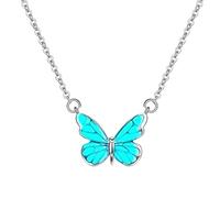 Butterfly Necklace - Titanium Steel, Adjustable Chain Butterfly Pendant Glow-in-the-Dark Jewelry | Stylish Luminous Charm Accessory For Home, Outdoor, School, Girlfriend, Wife, Friend, Sister